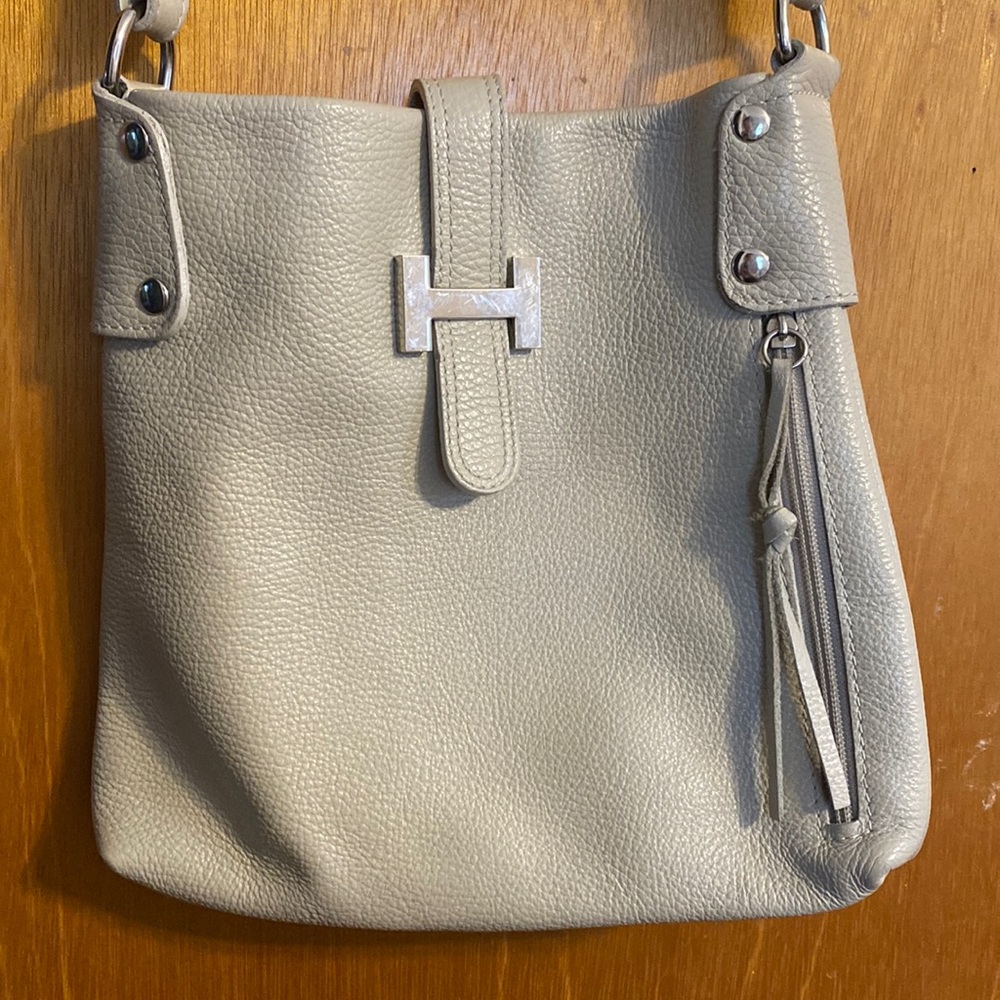 Tan Italian leather Vera Pelle side bag